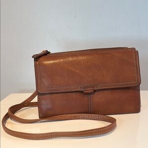 Fossil Tan Leather Crossbody Bag